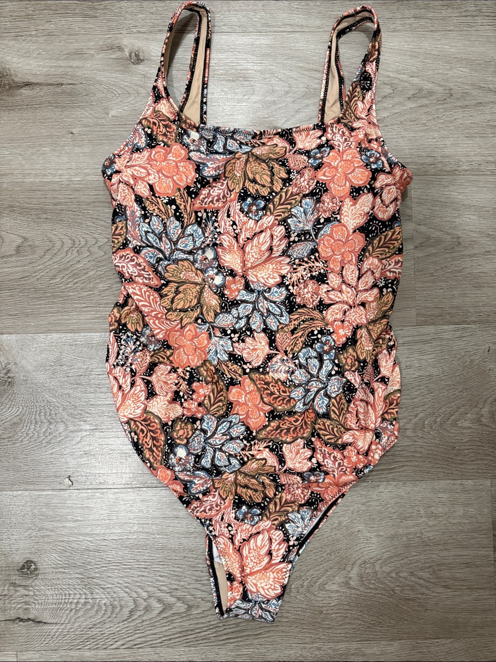 A Pea in the Pod Floral One-Piece Swimsuit - Coral, Blue, Black Maternity Med